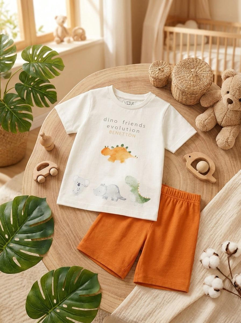 Dino Friends Graphic T-Shirt and Shorts