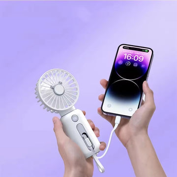 Mini Hand Fan Strong Portable Fans USB Rechargeable Battery with 3 Gears Quiet Small Pocket Fan Foldable Fan with Power Bank for Travel Office Outdoor
