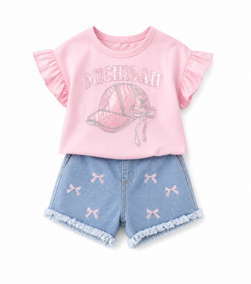 cotton shirt with denim shorts
