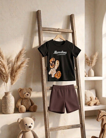 Marvellous Bear Graphic T-Shirt with Shorts